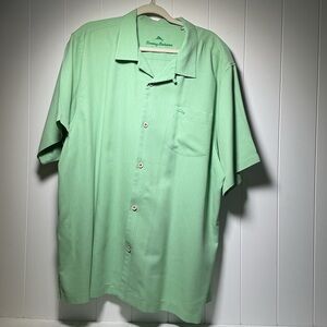 Tommy Bahama Shirt Men's XXL Green Silk Blend Island Zone Original Fit Resort